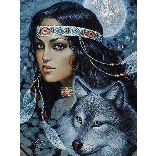 Indian Wolf Animal DIY Embroidery 11CT Cross Stitch Kits Craft Needlework Set Printed Canvas Cotton Thread Home Room