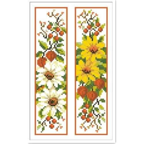 Daisy flower patterns on both sides bookmarks cross stitch kit counted 18ct 14ct Plastic Fabric needlework embroidery Craft kit