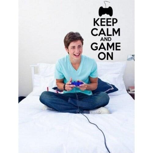 'Keep Calm and Game On' - Teenager Gamer Kids Room Wall Sticker Home Decal