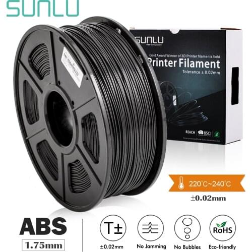 SUNLU ABS 3D Printer Filament ABS Filament 1.75 mm 3D Printing filament Low Odor Dimensional Accuracy +/- 0.02 mm 2.2 LBS (1KG)