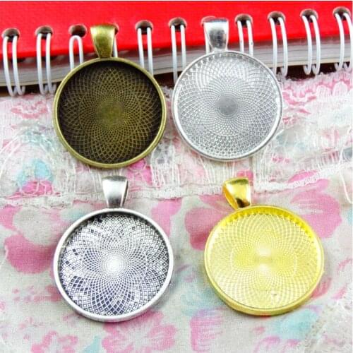 20pcs 25mm cabochon base pendant setting tray diy blank jewelry bezels antique silver plated gold-color Antique bronze