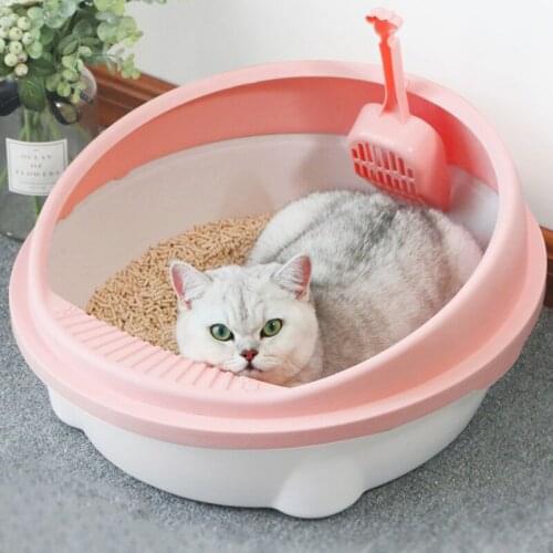 Semi-closed cat litter sandbox spoon splash-proof portable plastic large deodorant sandbox