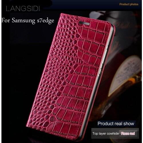 Luxury mobile phone case genuine leather crocodile Flat texture phone case For Samsung Galaxy s7edge handmade phone case