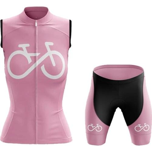 Pink Sleeveless Cycling Jersey Set Women MTB Vest Bicycle Suit Summer Road Bike Cycling Clothing Ladies Outdoor Sport Cycle Wear