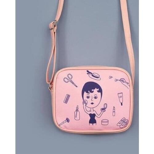 Pink handbags Bags Flap Shape Solid Handbags Single Fresh Girl Small Messager Bags PU School Girl Bags