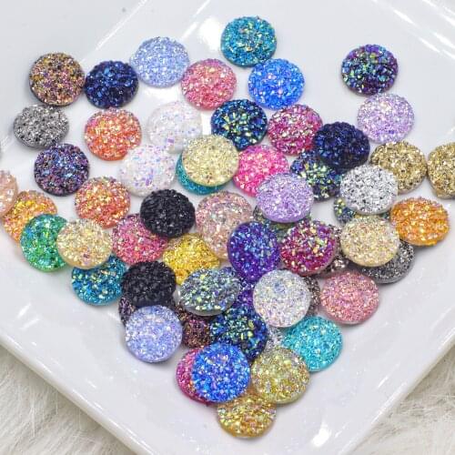 40pcs Multicolor 8 10 12mm ore convex Round flatback resin rhinestones diy decorative crystal and gemstone accessories crafts