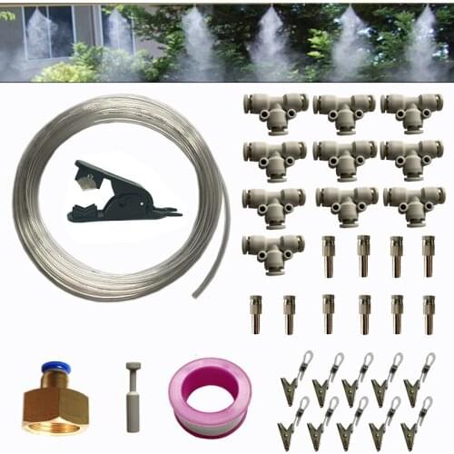S371 Water Spray 6mm Fog Misting Nozzle 10M Watering Kit Mist Cooling System Greenhouse Plants Sprinkler Head for Garden Sprayer