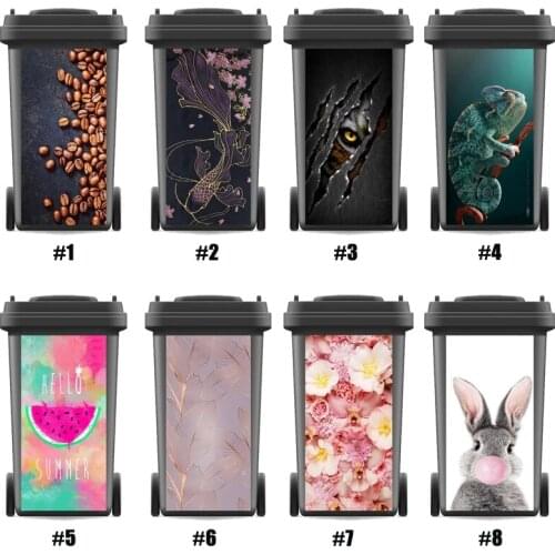 Decals Hot SelfAdhesive Waterproof Sticker Decals Renew Rubbish bin trash can Cover sticker PVC Kitchen Decor 120liter 240liter