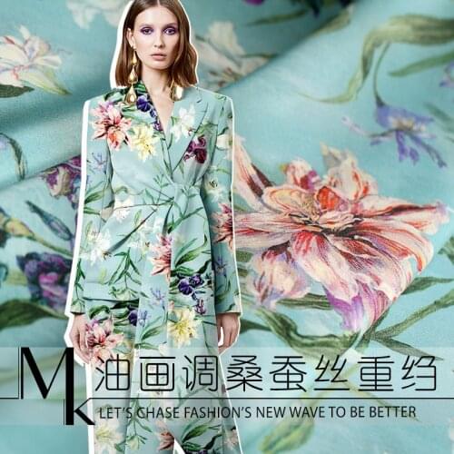 Silks Store Spring 140cm Wide 19Momme 95%silk 5%Spandex Charmeuse Fabric For Dress Brand Prints Elasticity Cloth Diy Sewing Sale