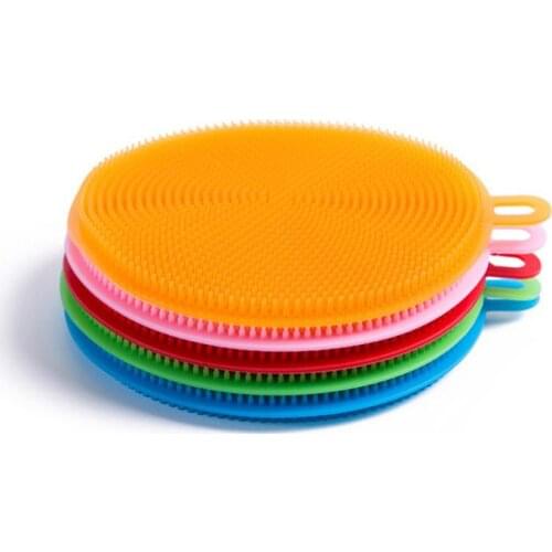 Silicone Cleaning Brushes Soft Silicone Dishwashing Sponge Fruit Vegetable Cleaning Brush Pot Cleaner Scouring Pads For Kitchen