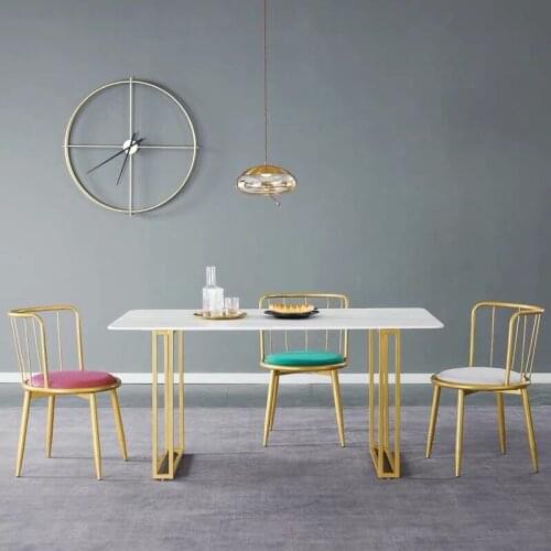 Chinafurniture modern simple household small apartment marble long table and chair combination restaurant dining table