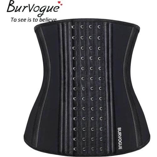 Burvogue Waist Trainer Corset Double Steel Bone Corset Waist Control Underbust Latex Corset Slimming Underwear Shaper XXS-3XL