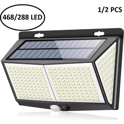 468 LED Solar Powered Outdoor Garden Landscape Waterproof 288LED Light PIR Motion Sensor Lighting Wall Mounted Lamp Street Decor