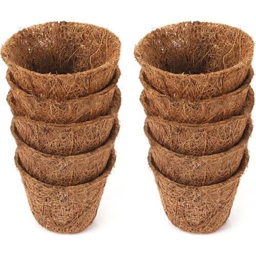 Plant Vase Flowerpot Flowerpots 10Pcs Breathable Degradable Coconut Fiber 10pcs Wall Hanging Basket Gardening Supplies Pots