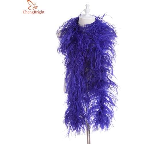 2 Yards fluffy Sapphire ostrich feather boa skirt Costumes/Trim for Party/Shawl/Craft feather boa in wedding plume decorations