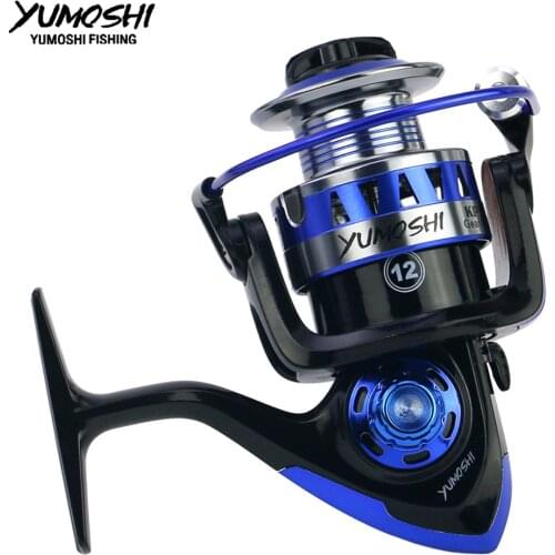 YUMOSHI KP Series Fishing Reel 12BB Fresh/Salt Water Spinning Sea Casting Reel Carp Metal Spool Baitcasting Fishing Reels Tackle