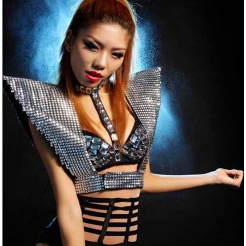 Women Jazz dance costume DS performance wear hip hop dance costumes modern dance fashion nightclub sexy sequins armor clothes