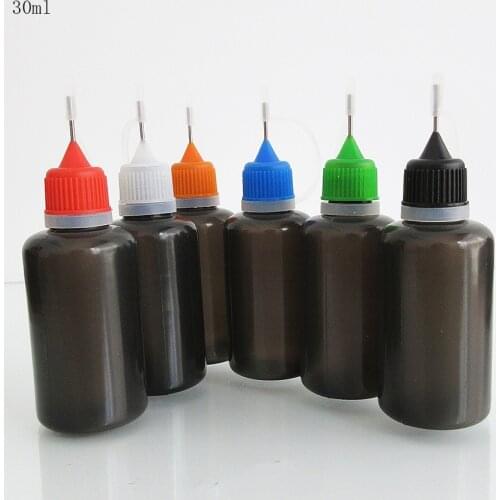 10pcs Empty Dropper Refillable Bottle,PE 30ML Squeeze Bottle with Metal Need Tip,Plastic Bottle for Eletronic Cigarette Oil