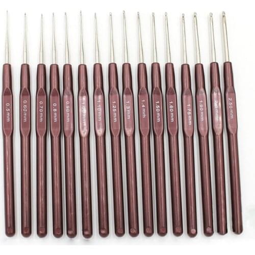 16pcs ABS Handle Crochet Hooks Handle Knitting Needles Set Crochetings and Knuckles 0.5mm-2.5mm 16 Size