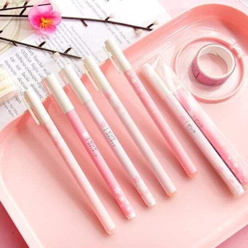 2pcs 0.5mm 3pcs 0.38mm Black Ink Pink Sakura Signature Gel Pen School Stationery Student Writing Supply Gilr Neutral Pens