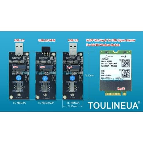 NGFF M2 M.2 Key B To USB Adapter IT-NBU2A IT-NBU2A9P IT-NBU3A for 3G/4G WWAN Card For MU736 ME906 ME936 EM7355 EM7345