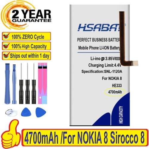 Top Brand 100% New 4700mAh HE333 Battery for NOKIA 8 Sirocco 8 Sirocco Batteries + free gfit