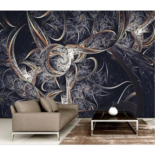 Customized large-scale 3D mural wallpaper modern contracted abstract gold silk drawing living room bedroom background wall
