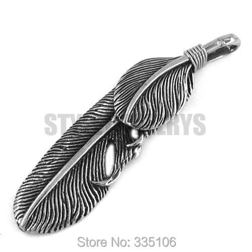 Free shipping! Retro Eagle Feather Pendant Stainless Steel Jewelry Classic Motor Biker Pendant SWP0132