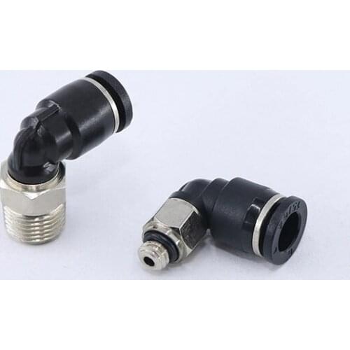 Black Fast Pneumatic Mini Elbow PC / PL 4mm 6mm Series Quick Duct Mini Connector Pneumatic Component
