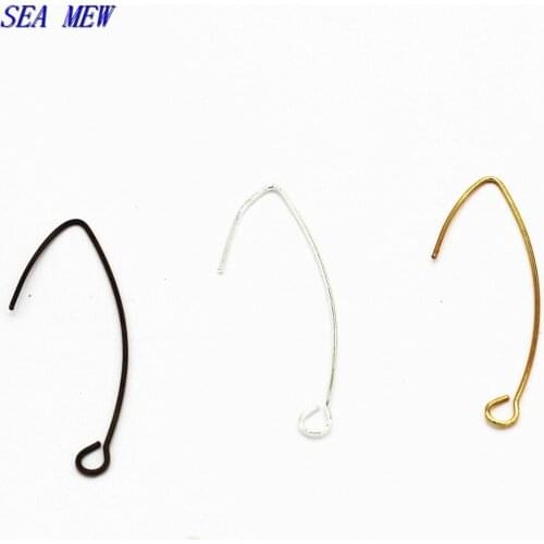 200 PCS 38mm*11mm Copper Long Ear Hook Base Setting Gold Silver Color Antique Bronze Earrings Accessories For Jewelry Making