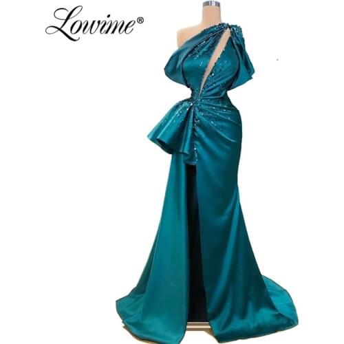 Elegant Muslim Evening Dress Custom Made One Shoulder Middle East Dubai Design Prom Dresses Mermaid Celebrity Party Gowns 2020