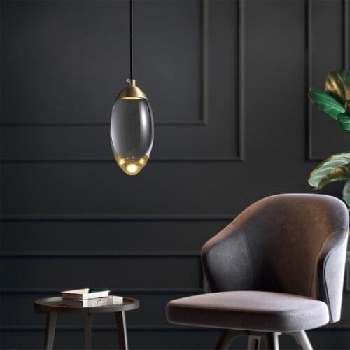 European modern minimalist crystal ball Nordic copper personality bedroom study bedside single head bar Pendant Lights LX101616