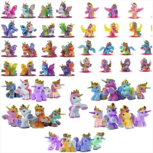 O for U Big 5CM Many Styles 5Pcs/lot Simba Filly Little Horse Rainbow Horse Kids Animal Ponies Dolls Christmas Toys Gifts