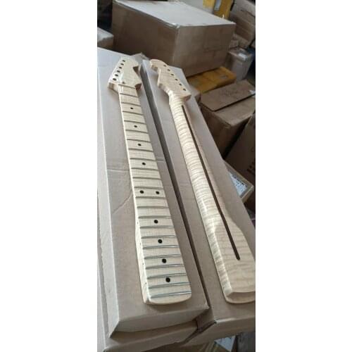 Flame Maple 22 Fret Electric Guitar Neck parts Maple Fingerboard Inlay ST style Gloss