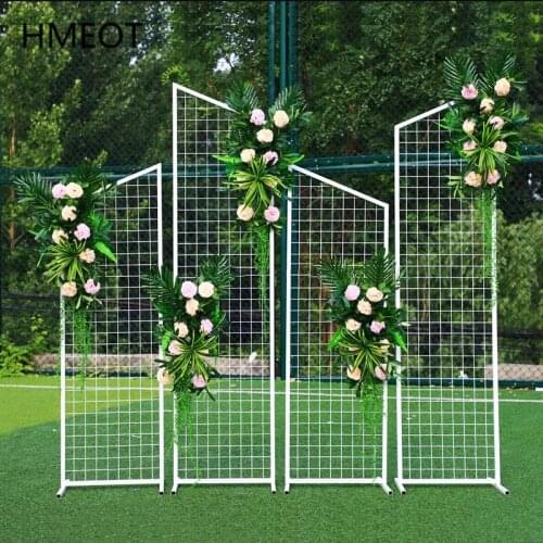 Wrought Iron Geometric Grid Screen Shelf Flower Stand Outdoor Wedding Arch Props Party Stage Backdrop Decor Frame Scene Layout