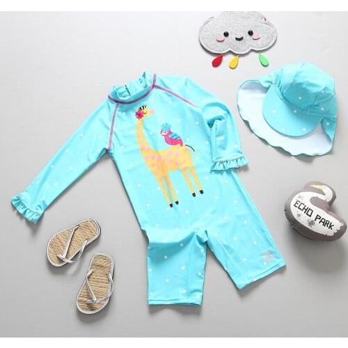 1~7Y Toddler Baby Girls Swimsuit Long sleeves Girls Rash Guards UPF50+ Swimming suit for Kid Girls Beach wear Swimsuit-SW403
