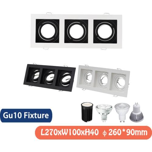 Square White Recessed LED Ceiling Light Spotlight Fixture GU10 MR16 Lampholder Downlight Fitting Adjustable Frame Housing Fixed