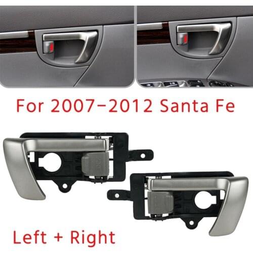 Left +Right Side Interior Inner Door Handle for 2007-2012 Hyundai Santa Fe with Gray Knob 82610-2B010 82620-2B010