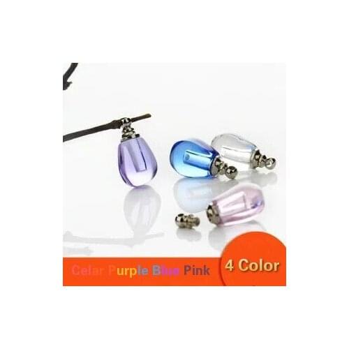 1/2/3/4/5PCS Small Crystal Glass vial pendant charms name on rice art Essential oil charms perfume necklace pendant