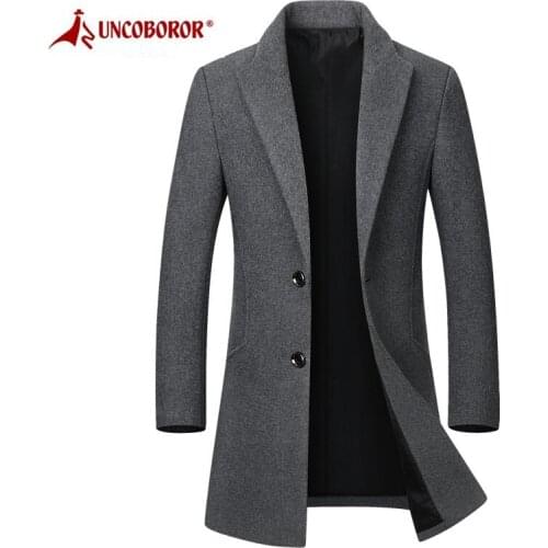 Autumn Winter Woolen Coat Casual Slim Jacket Men Blends Peacoat Overcoat Wool Palto Windbreaker Jacket Male Long Trench Coat
