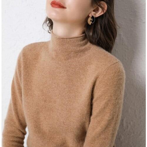 Autumn Winter Women Sweater 100% Wool Cashmere Sweaters And Pullovers Soft Warm Tops Female Turtleneck Long Sleeve Basic Jumper