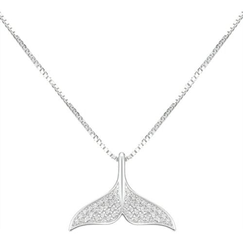 YSH New 100% 925 Sterling Silver Dolphin Fishtail Inlaid Zircon Pendant Necklaces 2020 Woman Fashion DIY Jewelry Christmas Gifts