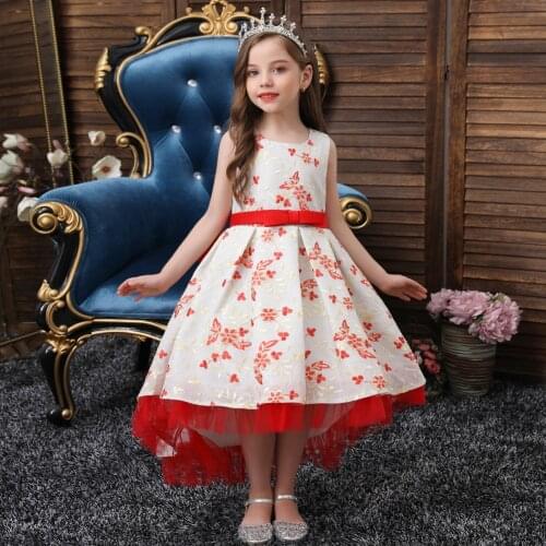 Noble Princess Flower Girl Long Tailed Wedding Gown S For 4-14 Years Old Custom Fashion Kid Evening Dress