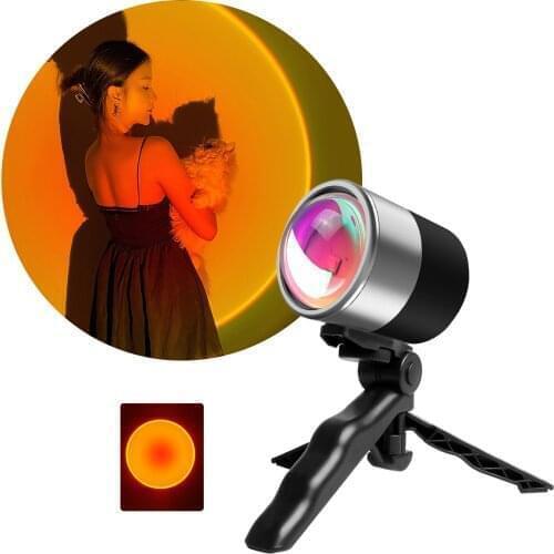 Sunset Projection Light with Desk Tripod 180° Rotated USB Sunset Lamp Romantic Visual LED Light Night Light for Party Room