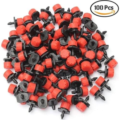 100pcs Adjustable Micro Drip Irrigation System Watering Sprinklers Anti-clogging Emitter Dripper Garden Supplies 1/4" Barb