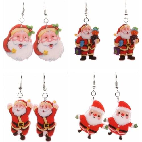 Christmas Earrings Tradition Santa Claus Decor Merry Christmas Gifts Feliz Navidad Decor Happy 2020 New Year Decor Girls Favor