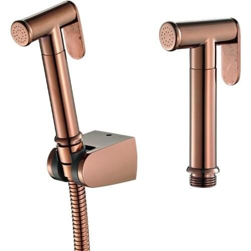 Rose Gold Hand Held Bidet Sprayer Stainless Steel Douche Kit Toilet Bidet Shattaf Copper Valve Jet Set Shower Head