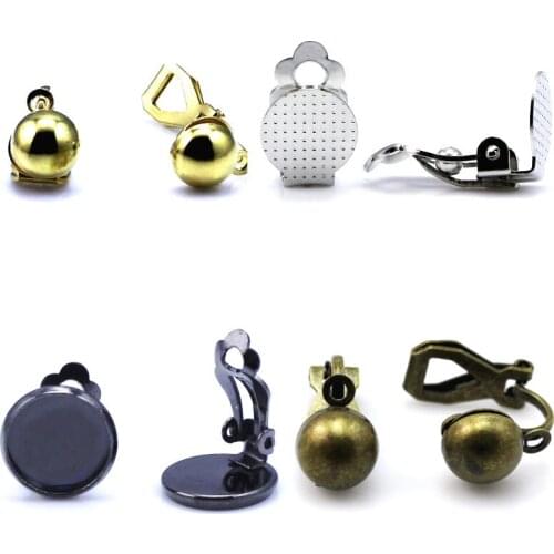 Beadsnice earring findings clip-on earring earclip base with glue cabochonfor earring base blank pad for jewelry making ID32284