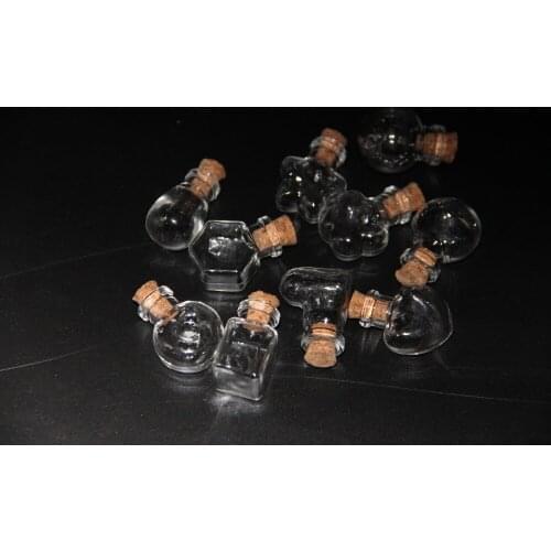 Mix Shape Mini Pendant Empty Tiny Clear Wishing Message Glass Bottles With Cork Vials Charms Arts Jars Tiny Wish Bottle 1000PCS