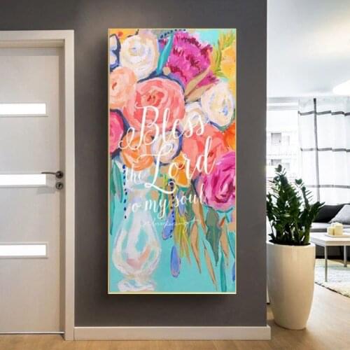 Modern Color Flower Peony Alphabet Canvas Painting Wall Art Nordic Posters and Prints Wall Pictures for Living Room Decoration